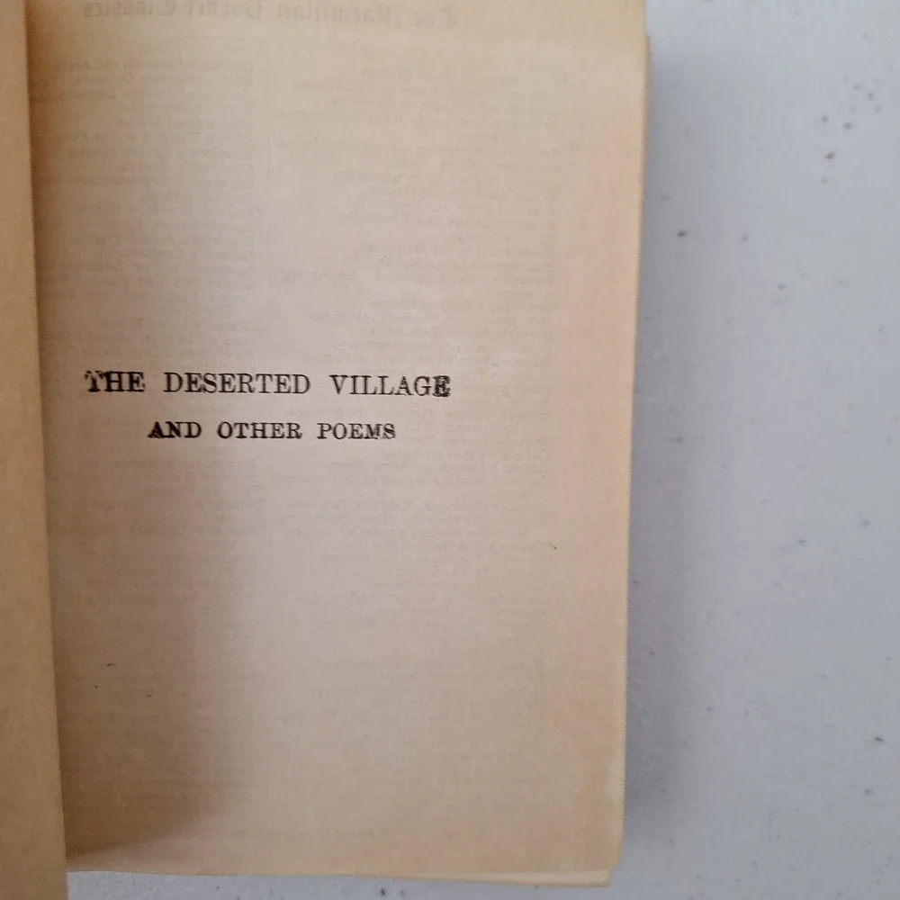 RARE 1926 Goldsmith's Deserted Village And Other Poems Macmillan Pocket Classics